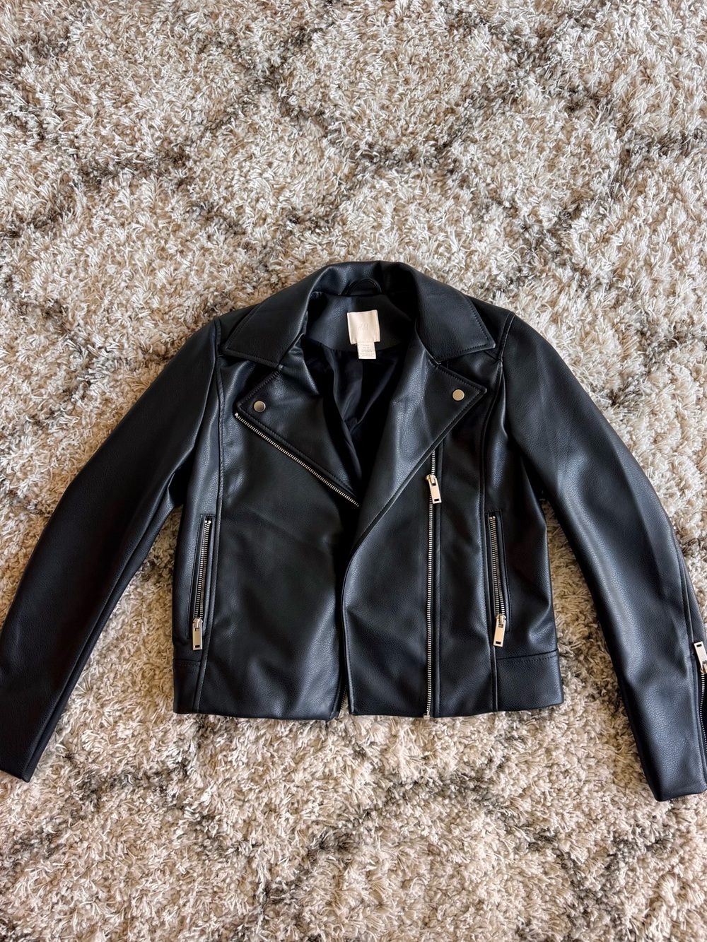H&M Black Faux Leather Moto Jacket - Women’s Size XS